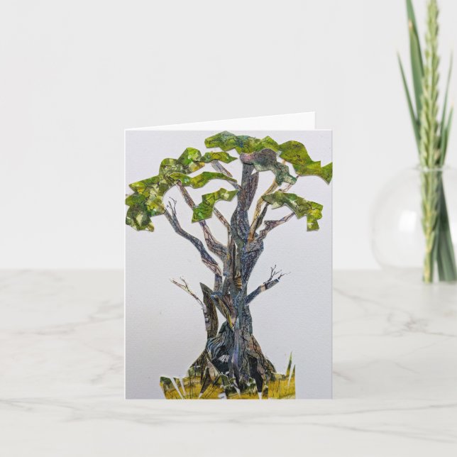 Carte Arbre nardé un collage aquarelle (Devant)