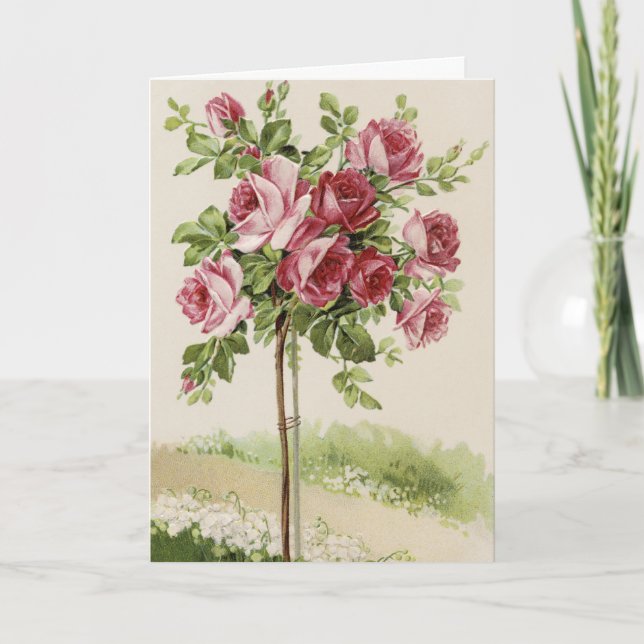 Carte Arbre rose de joyeux anniversaire (Devant)