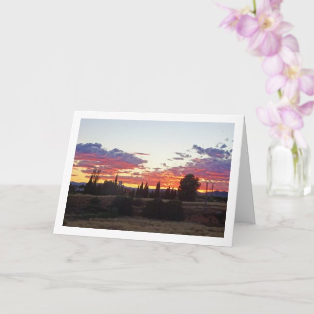 Carte Arbre Silhouette Coucher du soleil du soir (Orchidée)