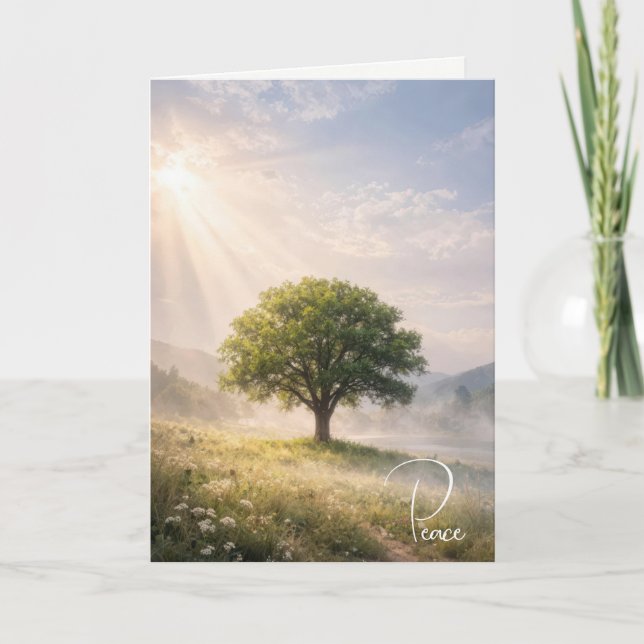Carte Arbre Solitaire de la Sympathie avec Rayons de Sol (Devant)