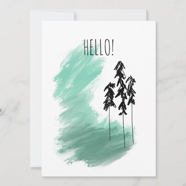 Carte Arbre vert scandinave art simple menthe moderne (Devant)