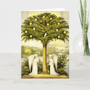 Carte Arbre vintage de vie Illustration chrétienne 1892