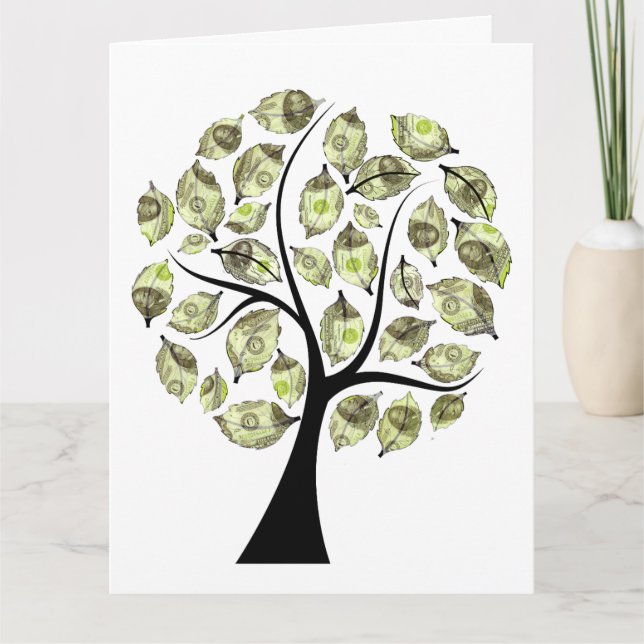 Carte Arbres d'argent pour anniversaire sur fond blanc (Devant)