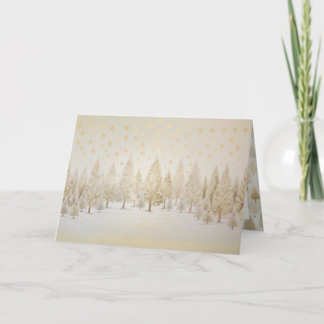 Carte Arbres de Noël en argent d'or (Devant)