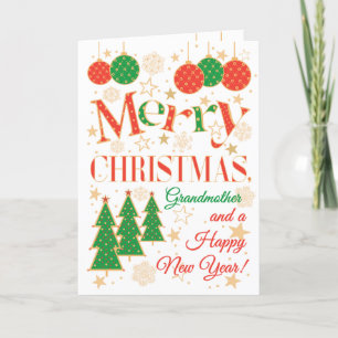 Carte Arbres de Noël et ornements pour grand-mère