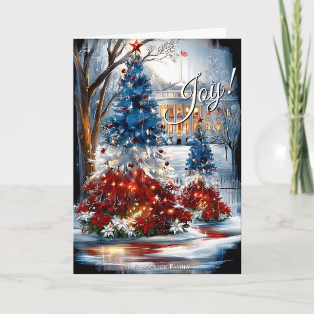 Carte Arbres de Noël Rouge Blanc Bleu de la Maison Blanc (Devant)
