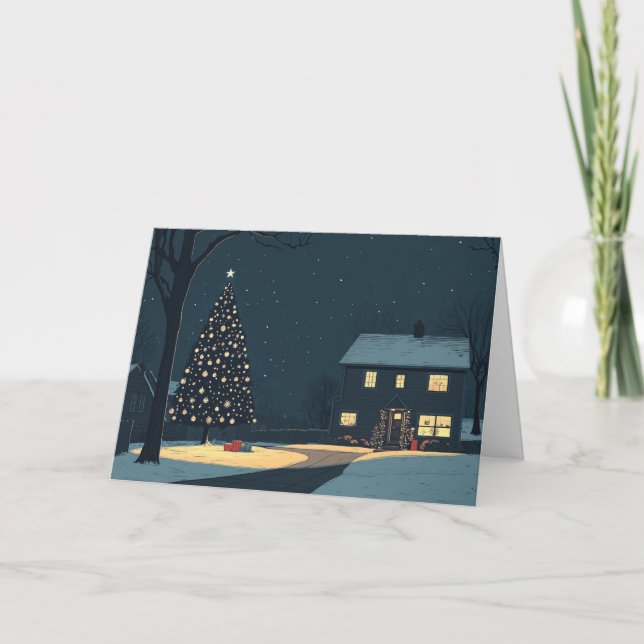 Carte Arbres décorés par des maisons couvertes de neige (Devant)