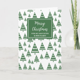 Carte Arbres modernes Fille et famille Joyeux Noël