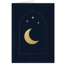 Carte Arc Croissant de Lune Bleu Marine et Or