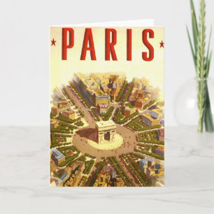 Carte Arc de Triomphe vintage, Paris, France Travel Art
