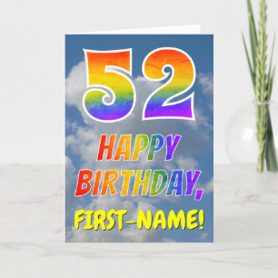 Carte Arc-en-ciel "52" & "Joyeux Anniversaire", Nuages, 