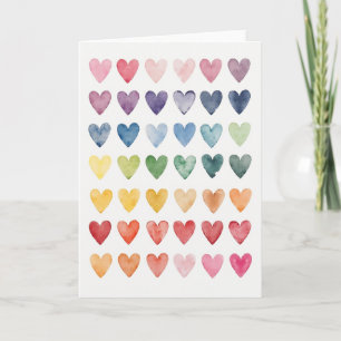 Carte Arc-en-ciel à coeurs aquarelle