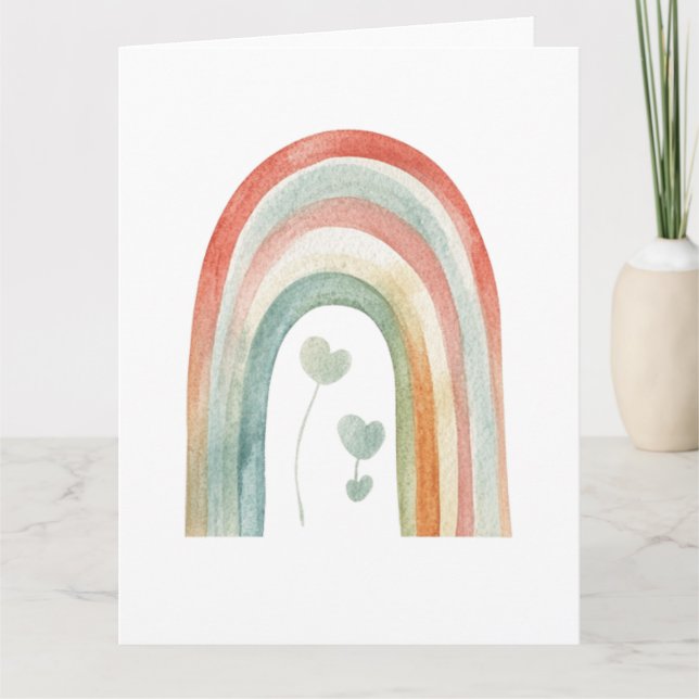 Carte Arc-en-ciel aquarelle boho (Devant)
