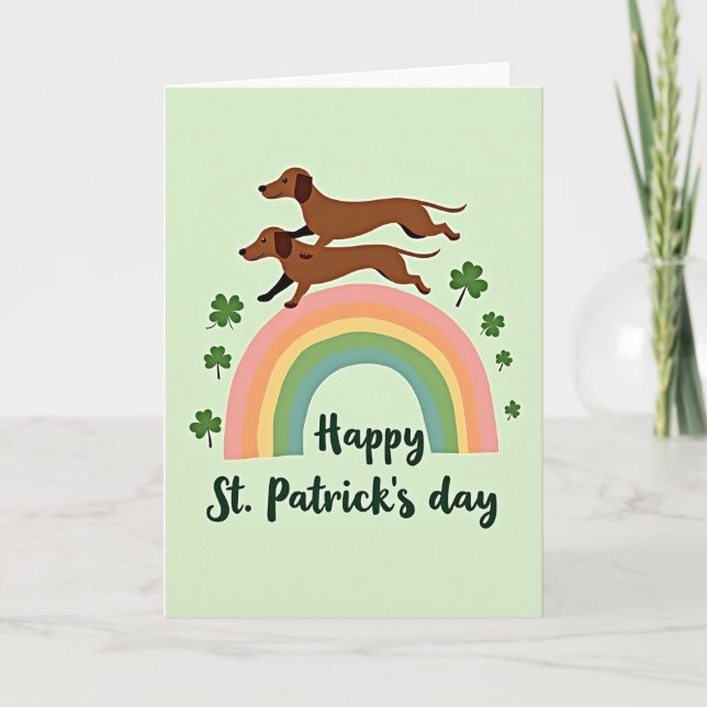 Carte Arc-en-Ciel de Dachshunds Chanceux (Devant)