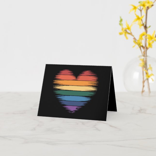 Carte Arc-en-ciel de fierté Impression de cœur LGBT Fier (Fleur jaune)