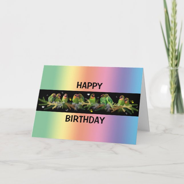 Carte Arc-en-ciel d'Inséparables (Anniversaire) (Devant)
