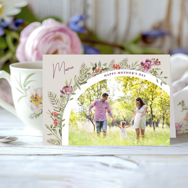 Carte Arc floral photo Bonne fête des mères maman (Créateur téléchargé)