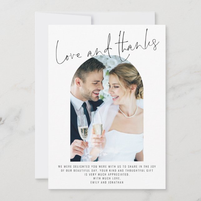 Carte Arc moderne 2 Photos Amour et Merci Mariage (Devant)