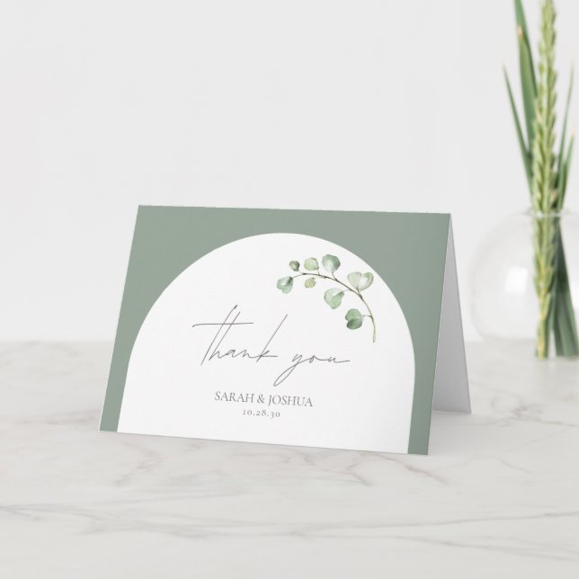 Carte Arc vert moderne Sage Arc Botanique Merci Mariage (Devant)