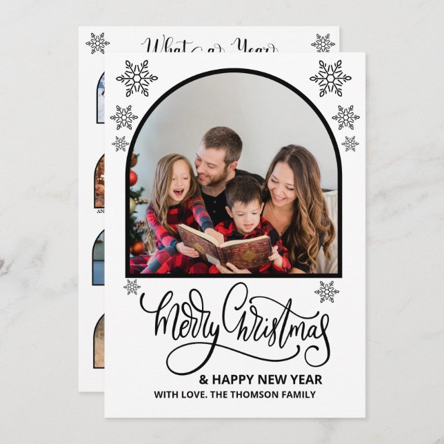 Carte Arch Quelle année en revue Photos Joyeux Noël (Devant / Derrière)