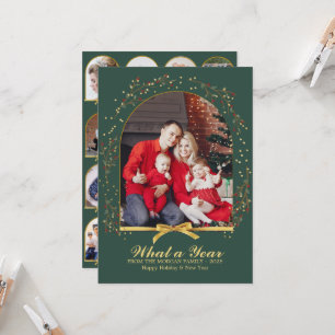 Carte Arch What Year Gold Bow Multi Photo Christmas