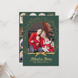 Carte Arch What Year Gold Bow Multi Photo Christmas