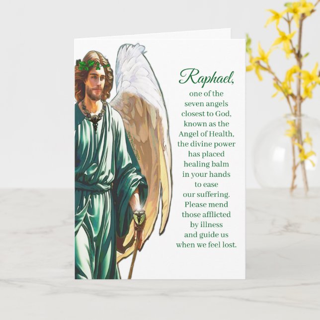 Carte Archangel Raphael Healing Angel Prayer Card –White (Fleur jaune)