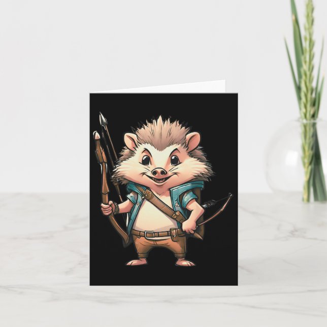 Carte Archer Hedgehog Chasse à l'arc Chasse chasseur Cad (Devant)