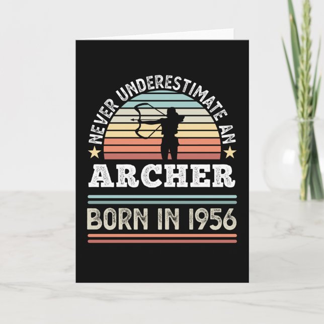 Carte Archer né 1956 70e anniversaire tir à l'arc cadeau (Devant)