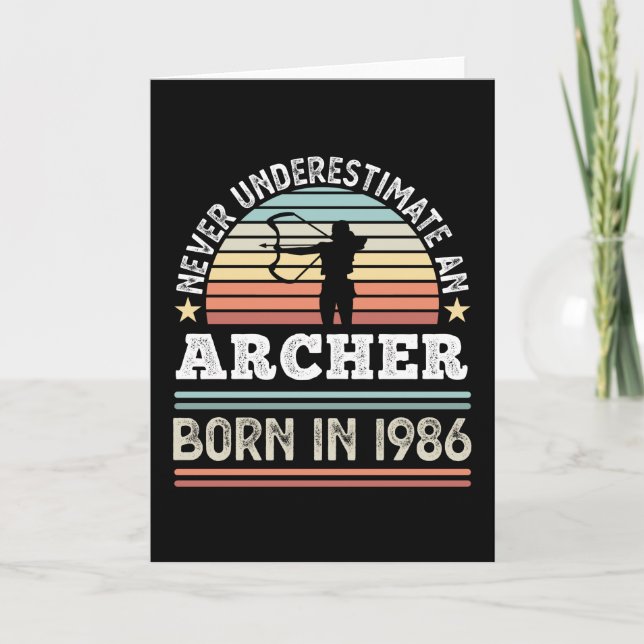 Carte Archer né 1986 40e anniversaire tir à l'arc cadeau (Devant)