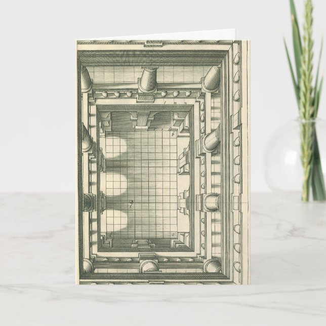 Carte Architecture vintage, Atrium Courtyard Perspective (Devant)