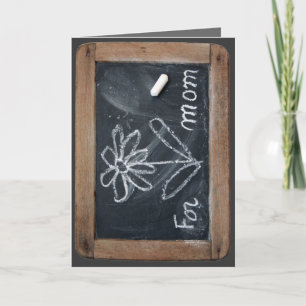 Carte Ardoise 10 Flower pour maman Vinatge School Slate