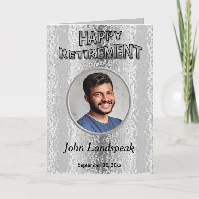 Carte Argent décoratif Métal 1 photo collage Retraite (Devant)