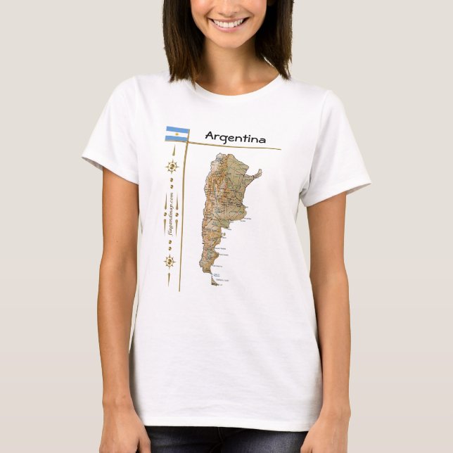 Carte Argentine + Drapeau + Titre T-shirt (Devant)