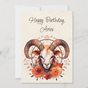 Carte Aries Ram Zodiac Aquarelle Anniversaire
