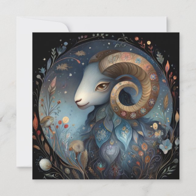 Carte Aries Ram Zodiac Astrology Mystical Birthday (Devant)