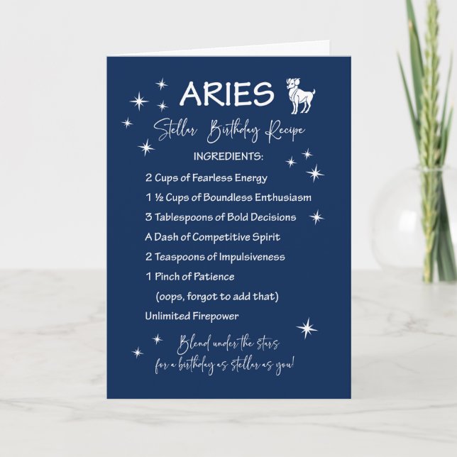 Carte Aries Zodiac Stellar Recette d'anniversaire (Devant)