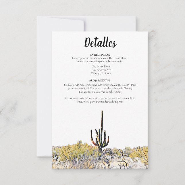 Carte Arizona Saguaro Cactus espagnole Détail (Devant)