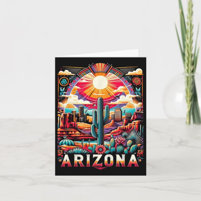 Carte Arizona State Shirt Az Retro Desert Cactus Famille (Devant)