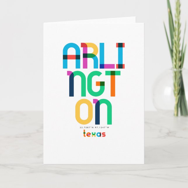 Carte Arlington Texas Mid Century, Pop Art, (Devant)