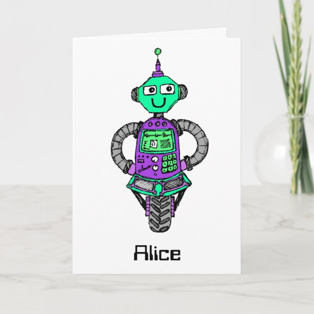Carte Arnie robot, violet et vert (Devant)