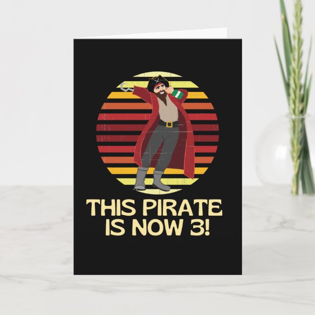 Carte Arr Ce Pirate Est Maintenant 3 Anniversaire Garçon (Devant)