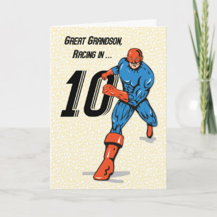 Carte Arrière-petit-fils 10e anniversaire Super-héros