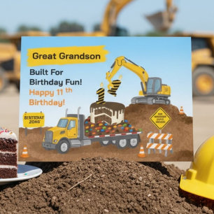 Carte Arrière-petit-fils 11e anniversaire Chantier de co