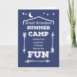 Carte Arrière-petit-fils Camp Fun Bleu Marine, Pensée po