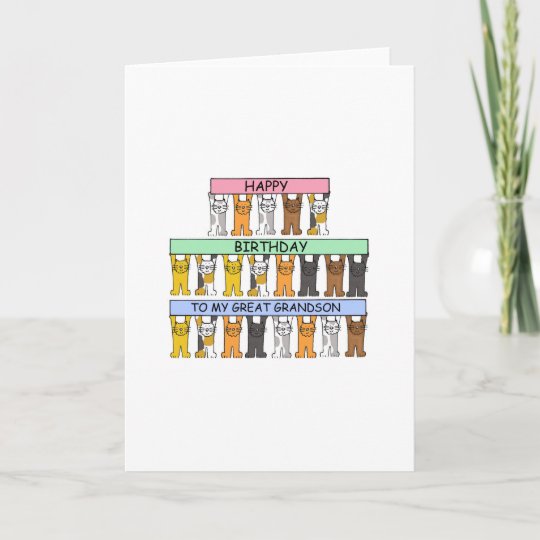 Carte Arriere Petit Fils De Joyeux Anniversaire Chats Zazzle Fr