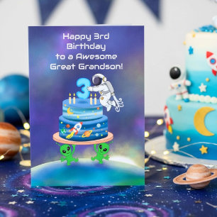 Carte Arrière-petit-fils Joyeux 3ème Anniversaire Astron