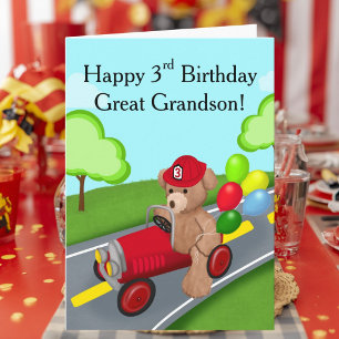 Carte Arrière-petit-fils Joyeux 3ème Anniversaire Ours C