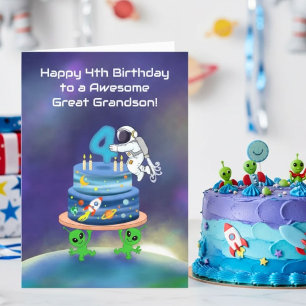 Carte Arrière-petit-fils Joyeux 4ème Anniversaire Astron