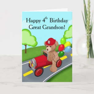 Carte Arrière-petit-fils Joyeux 4ème Anniversaire Ours C